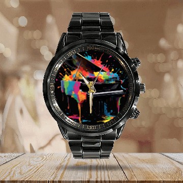 Discover Colorful Splashed Piano Music Lover Funny Design Calendar Steel Band Watch