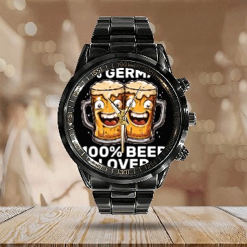 Discover 0% German 100% Beer Lover Funny Drinking Calendar Steel Band Watch