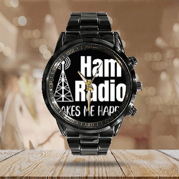 Discover Ham Radio Makes Me Happy Antenna Antique Analyzer Calendar Steel Band Watch