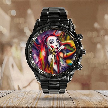 Discover Ghost Witch Vampire Girl Dreams Pop Street Art Calendar Steel Band Watch