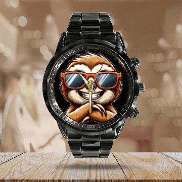 Discover Cool sloth sunglasses summer cartoon animal Calendar Steel Band Watch