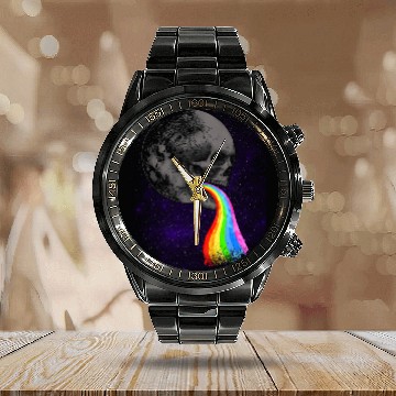 Discover Skull Design with Rainbow. Concert Festival Calendar Steel Band Watch