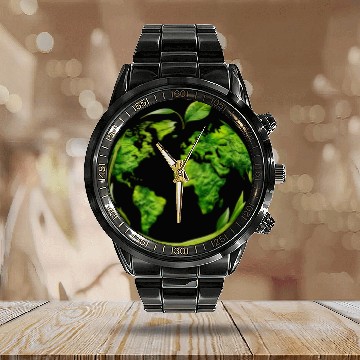 Discover Green Planet Calendar Steel Band Watch