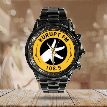 Discover Kurupt FM Logo Classic Calendar Steel Band Watch