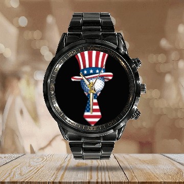 Discover Patriotic Golf Ball with Stars and Stripes Hat Calendar Steel Band Watch