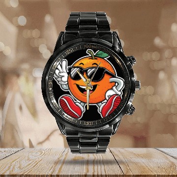 Discover Funny Orange Fruit Relaxing Calendar Steel Band Watch