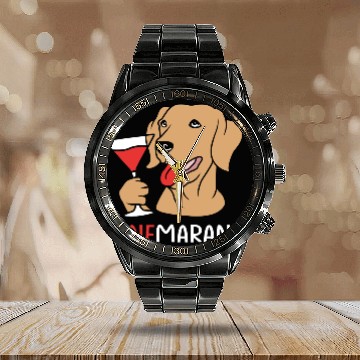 Discover Winemaraner Dog Mom Wine Lover Funny Weimaraner Calendar Steel Band Watch