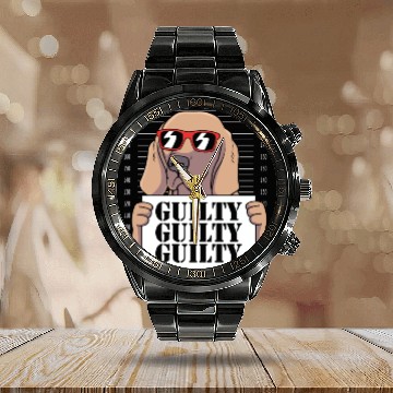 Discover Dog With Sunglasses Mugshot Funny Weimaraner Calendar Steel Band Watch