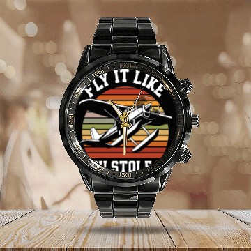 Discover Funny Sport Pilot Pilots Calendar Steel Band Watch