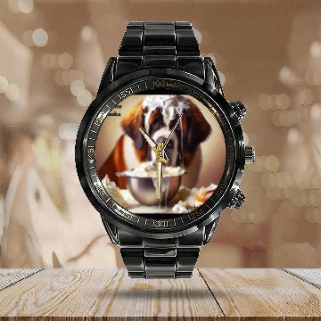Discover Cool fun food dog Calendar Steel Band Watch