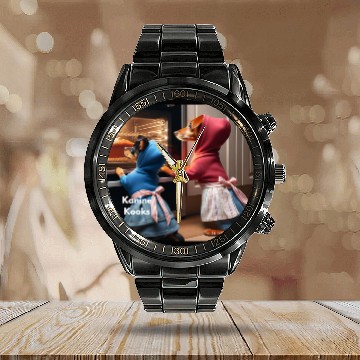 Discover Cool and funny food dog Calendar Steel Band Watch