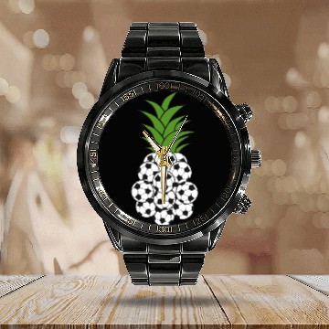Discover PINEAPPLE SOCCER BALL Calendar Steel Band Watch