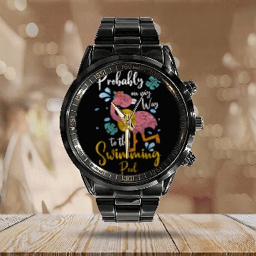 Discover Pool Party Diving Summer Calendar Steel Band Watch