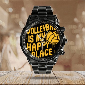 Discover Volleyball Volleyballer Is My Happy Place Calendar Steel Band Watch