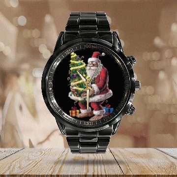 Discover Bigfoot Christmas Tree Lights Xmas Sasquatch Lover Calendar Steel Band Watch