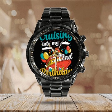 Discover Cruising Into My 72nd Birthday Cruise Vacation Calendar Steel Band Watch