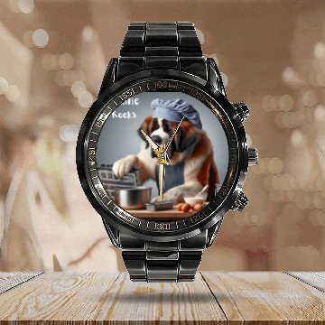 Discover cool fun food dog Calendar Steel Band Watch