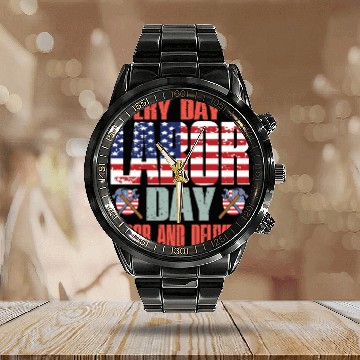 Discover Happy Labor Day Calendar Steel Band Watch For Labor Day Messy Bun USA