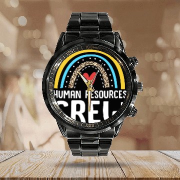 Discover Cute Rainbow Human Resources Crew HR Manager Calendar Steel Band Watch