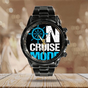 Discover Funny Cruise Trip Cruise Ship On Cruise Mode Calendar Steel Band Watch