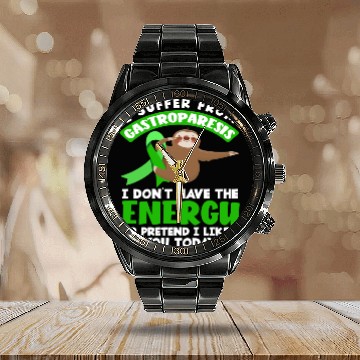 Discover I Suffer Energy Sloth Gastroparesis Awareness Calendar Steel Band Watch