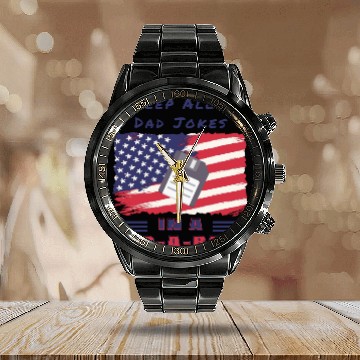 Discover Funny dad jokes from son or daughter fathers day Calendar Steel Band Watch
