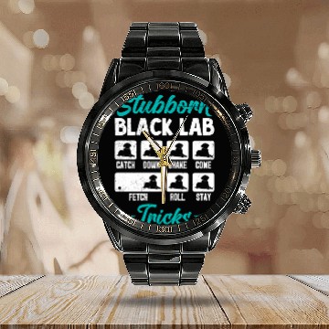 Discover Labrador STUBBORN BLACK LAB TRICKS Labrador Calendar Steel Band Watch