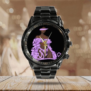 Discover Body Of Art - Roses: Ebony On Purple Calendar Steel Band Watch