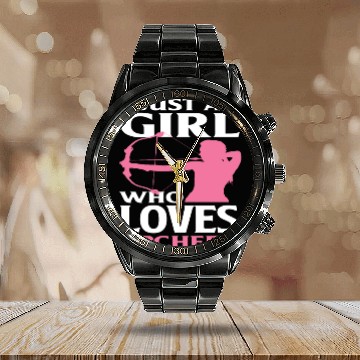 Discover Bow Woman Girl Archery Calendar Steel Band Watch