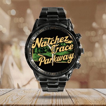 Discover Natchez Trace Parkway Scenic Adventure Calendar Steel Band Watch