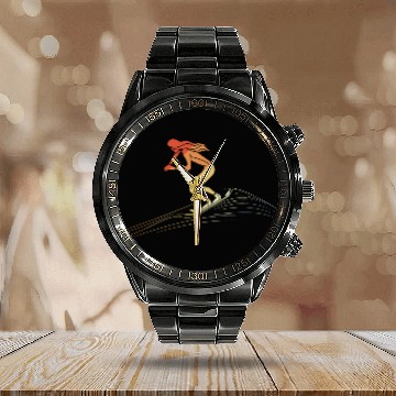 Discover Snowboarding Girl Retro Style Calendar Steel Band Watch