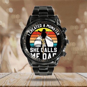 Discover Calls Me Softball Dad Funny Daddy Father's Day Calendar Steel Band Watch