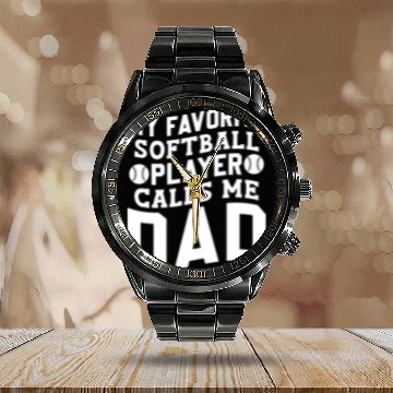 Discover Calls Me Softball Dad Funny Daddy Father's Day Calendar Steel Band Watch