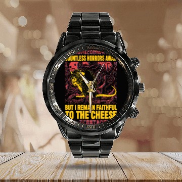 Discover Faithful to the Cheese Japanese Horror Rat Calendar Steel Band Watch