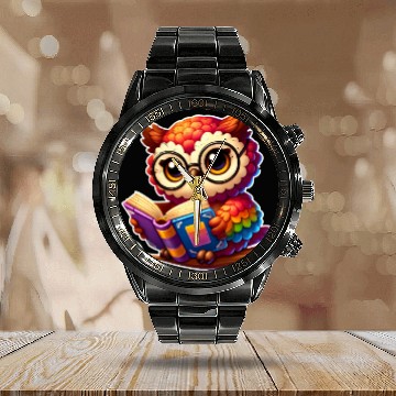 Discover If you need me Owl be Reading Owl Calendar Steel Band Watch