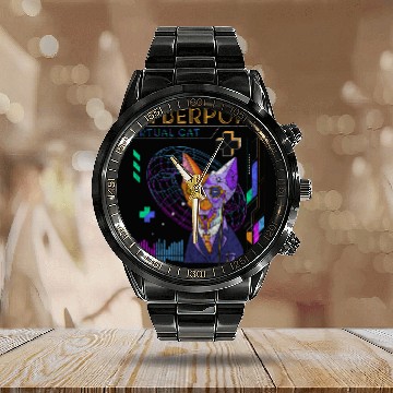 Discover Cyberpunk Technology Synthwave Japanese Calendar Steel Band Watch