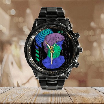 Discover Cyberpunk Style Synthwave Gaming Calendar Steel Band Watch