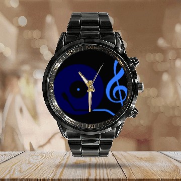 Discover Music Clef Note Record Plate Vinyl DJ Party Treble Calendar Steel Band Watch