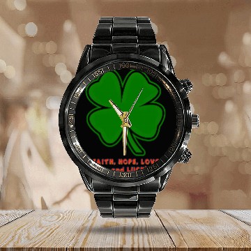 Discover Faith, Hope, Love ... and Luck Calendar Steel Band Watch