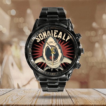 Discover Retro Grunge Shark Calendar Steel Band Watch Design | Vintage Vector