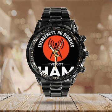 Discover Amateur Ham Radio Operator Radio Waves Funny Calendar Steel Band Watch