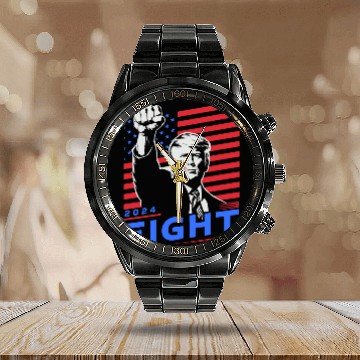 Discover Trump Fight - Donald Trump Vance 2024 Fighting Us Calendar Steel Band Watch