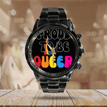 Discover Queer + Regenbogen LGBTQ+ Pride Month Calendar Steel Band Watch