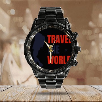Discover Travel The World | With Premium Design| Calendar Steel Band Watch