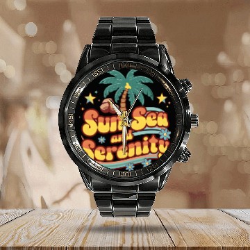 Discover Sun Sea And Serenity Calendar Steel Band Watch