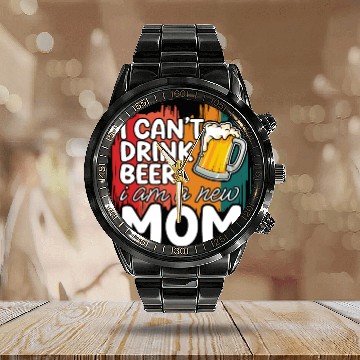 Discover Mom summer Calendar Steel Band Watch gift | new mom can't drink beer