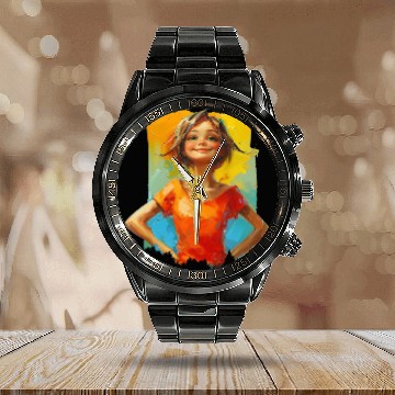 Discover Confidence with bold paint strokes and fearless Calendar Steel Band Watch
