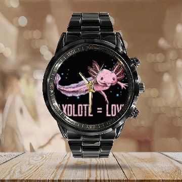 Discover Axolotl Love Salamander Animal Lover Amphibians Pe Calendar Steel Band Watch