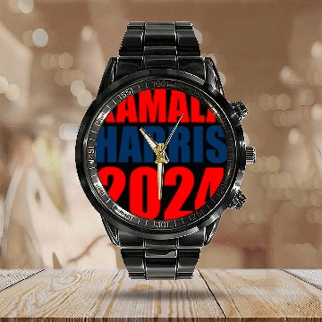 Discover President Kamala Harris 2024, Madam President Calendar Steel Band Watch