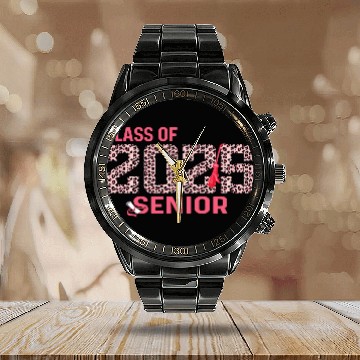 Discover Class of 2025 Senior Leopard Print Graduation 2025 Calendar Steel Band Watch